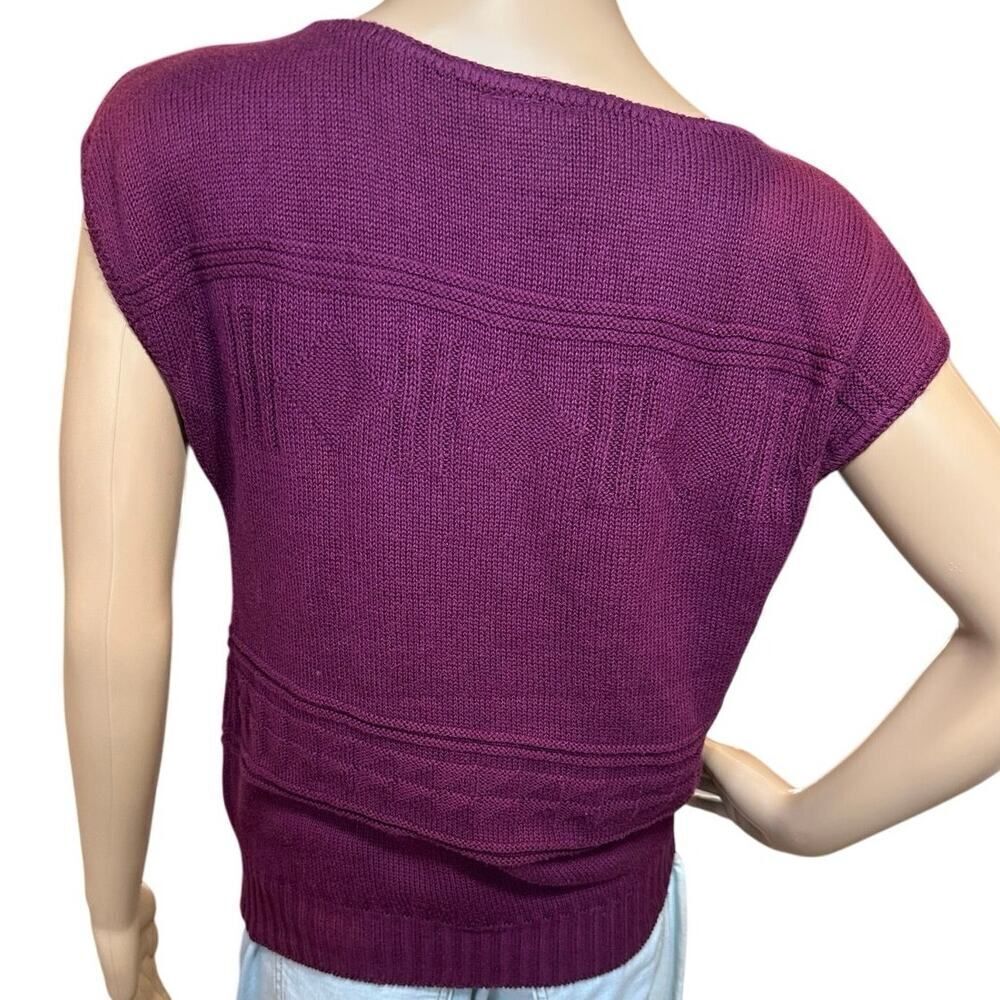Vintage Southern Lady Cap Sleeve Magenta Crewneck Knit Sweater Vest Size Small - Picture 5 of 15